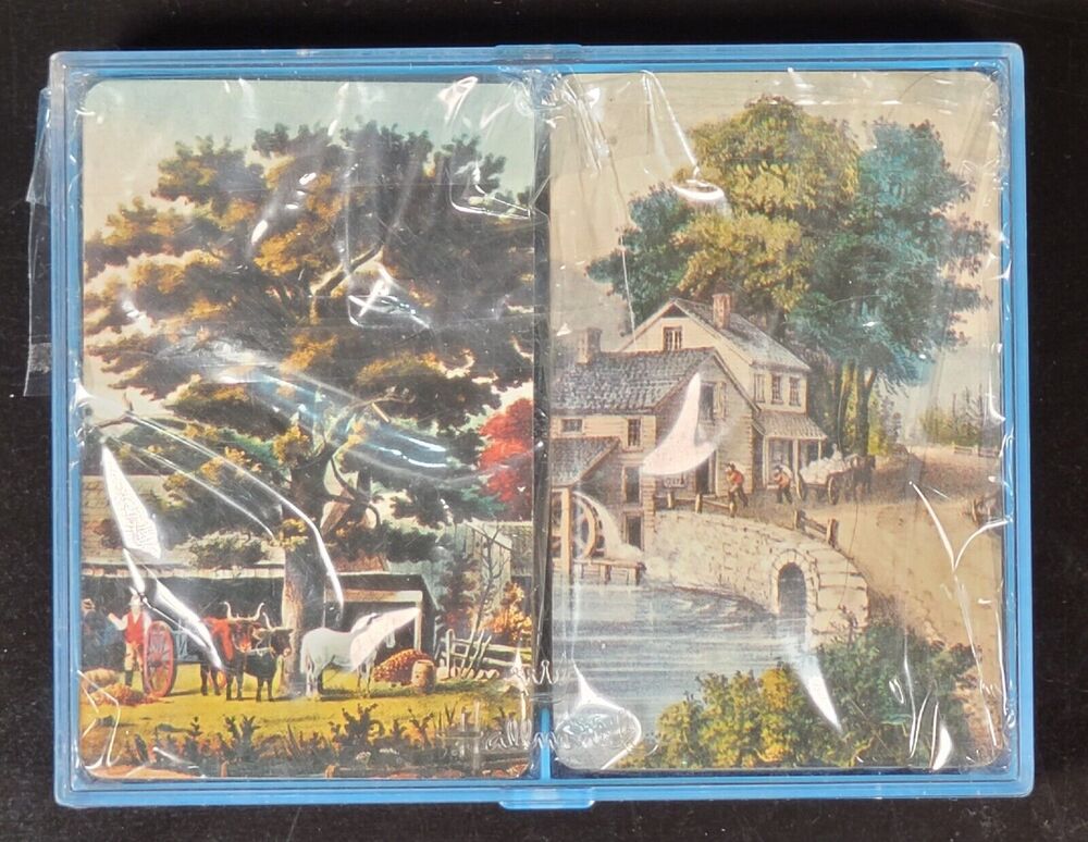 Vintage Hallmark Plastic Coated Bridge Playing Cards "Currier & Ives Classics"